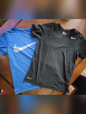 Nike Blue Dri-FIT Tee & Black Athletic T-Shirt Set Both Size Small